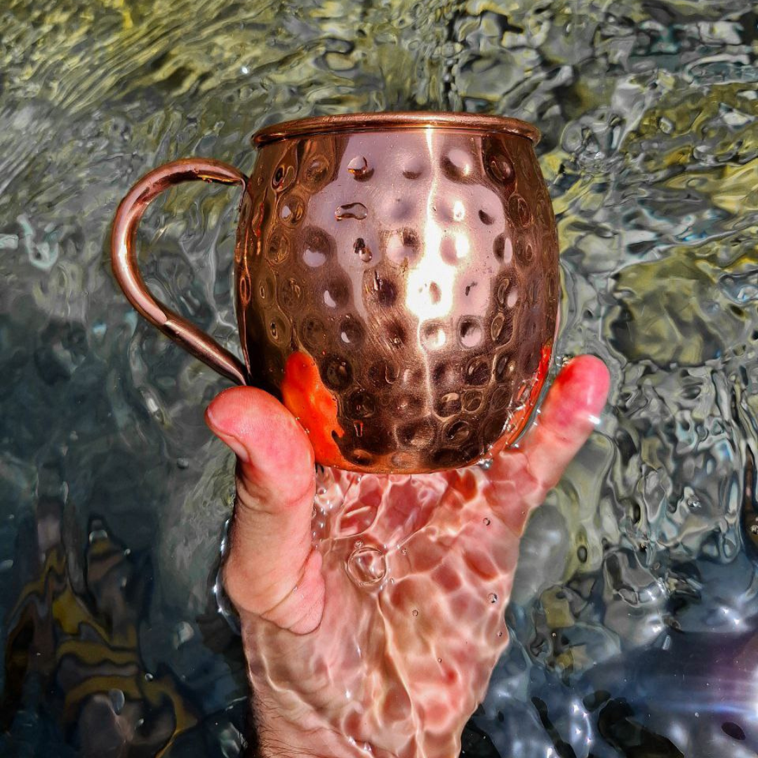 Handcrafted Red Copper Cup – Traditional Hammered Design, Pure Copper Drinkware for Home & Kitchen Decor