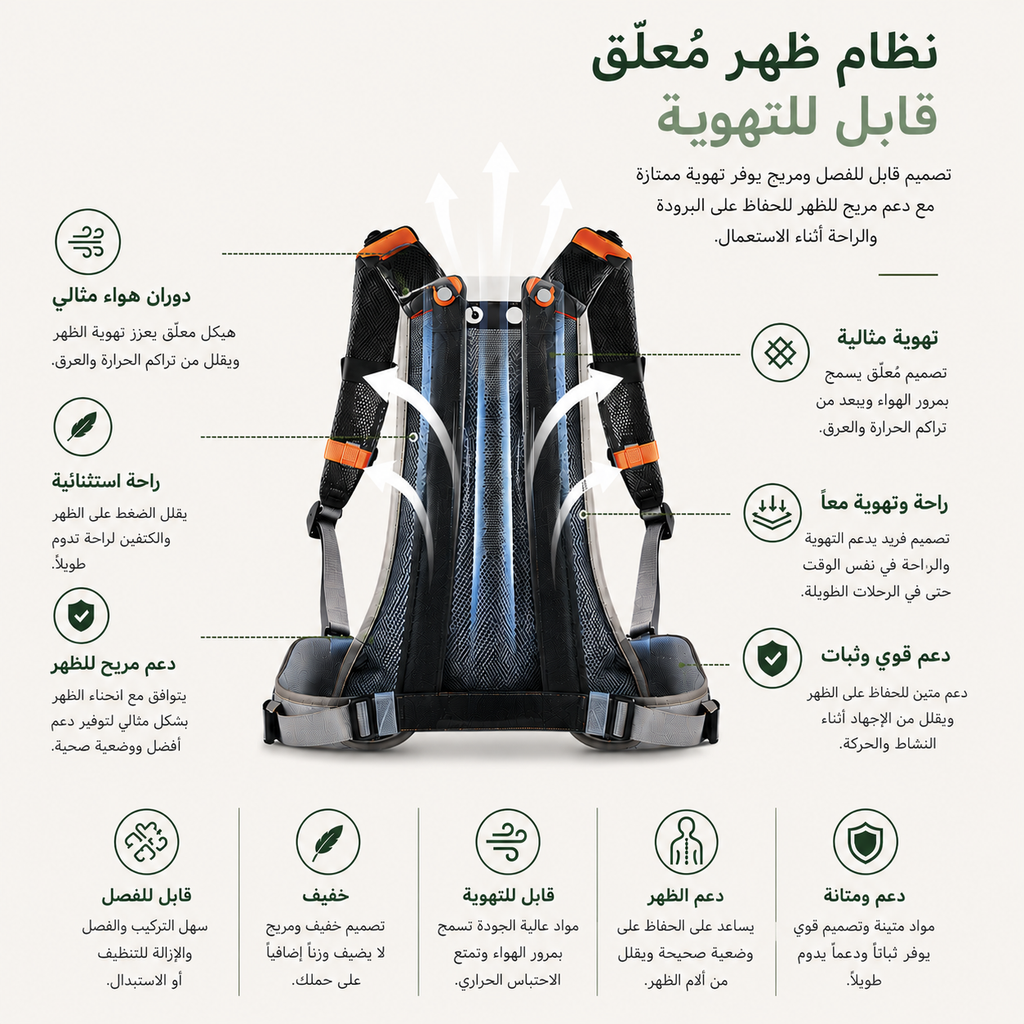 CAMEL 40L -   حقيبة ظهر للرحلات الجبلية والسفر والمغامرات