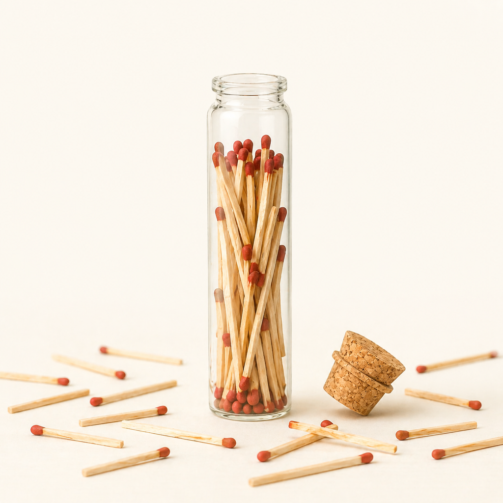 Luxury Match Bottle – 50 Premium Wooden Matches in Glass JarLuxury Match Bottle – 50 Premium Wooden Matches in Glass Jar