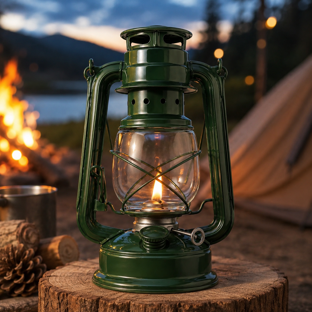 Vintage Kerosene Lamp فانوس كيروسين معدني وزجاجي – تصميم كلاسيكي وأنيق