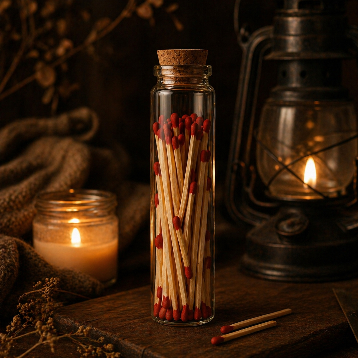 Luxury Match Bottle – 50 Premium Wooden Matches in Glass JarLuxury Match Bottle – 50 Premium Wooden Matches in Glass Jar